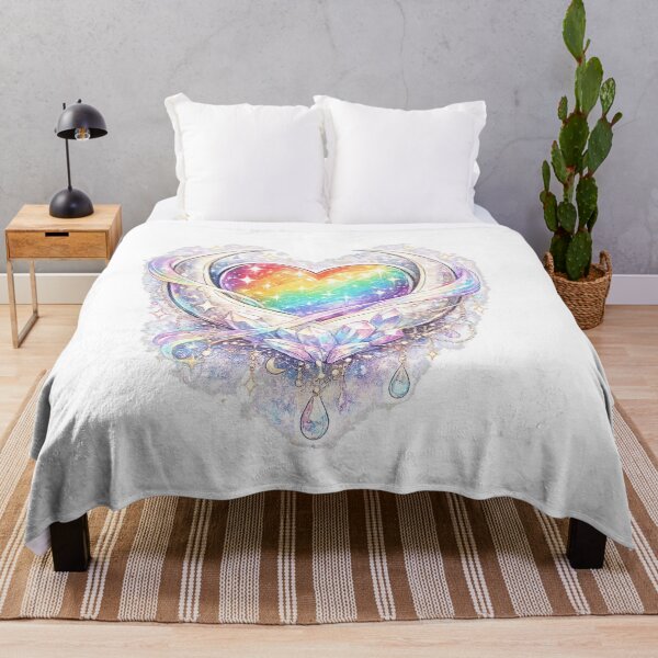 Item preview, Rainbow Crystal Heart Wings | LGBTQ Pride Love Aesthetic | Queer Rainbow Angel Heart Fantasy Art designed and sold by ArtByTripti.