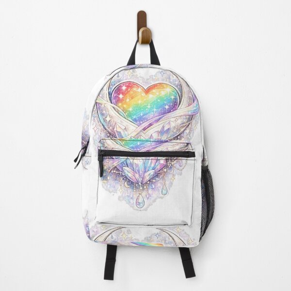 Item preview, Rainbow Crystal Heart Wings | LGBTQ Pride Love Aesthetic | Queer Rainbow Angel Heart Fantasy Art designed and sold by ArtByTripti.