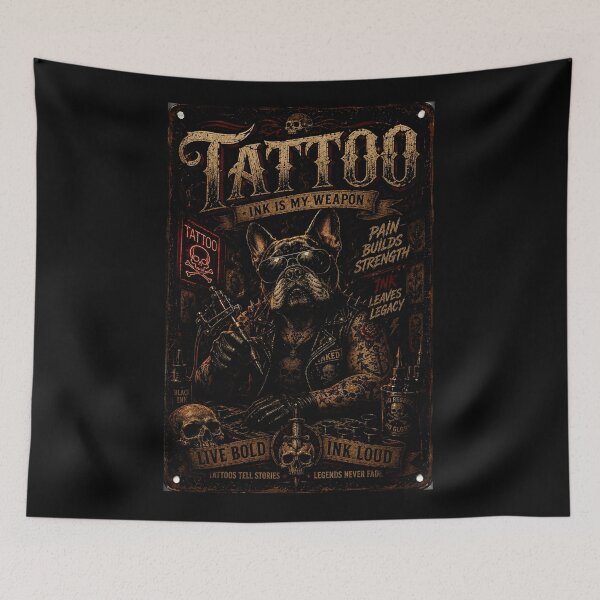 Item preview, Tattoo Bulldog Portrait with Vintage Ink Culture Street designed and sold by Modaozushi216.