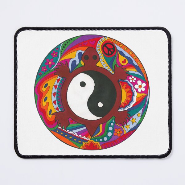 Item preview, Psychedelic Turtle Yin Yang Art White – Retro Hippie Rainbow Groovy Peace Design designed and sold by Kellie Espie Art.
