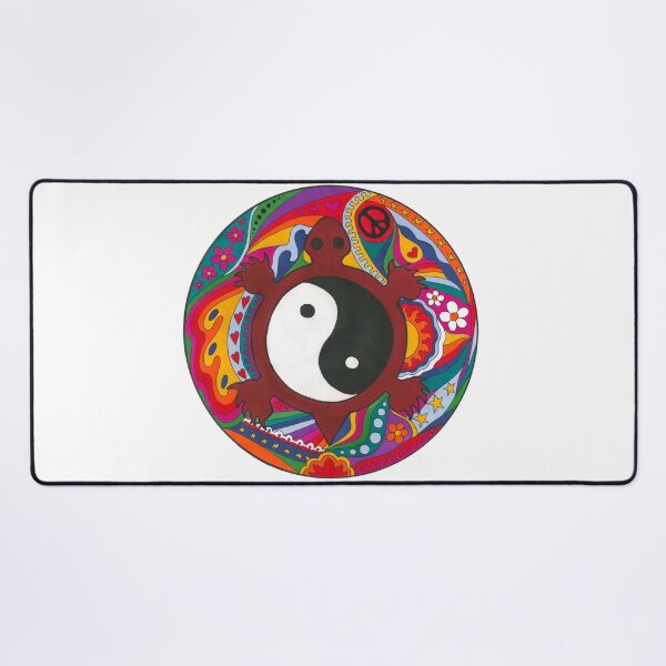 Item preview, Psychedelic Turtle Yin Yang Art White – Retro Hippie Rainbow Groovy Peace Design designed and sold by Kellie Espie Art.