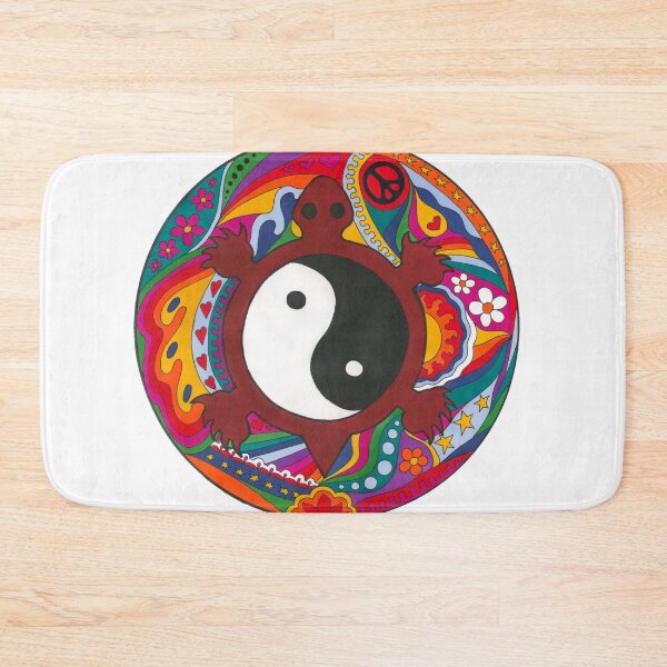 Item preview, Psychedelic Turtle Yin Yang Art White – Retro Hippie Rainbow Groovy Peace Design designed and sold by Kellie Espie Art.