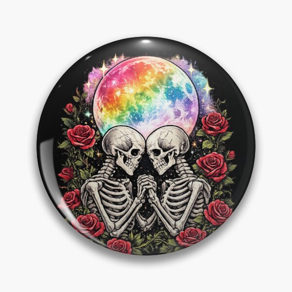 Item preview, Rainbow Skeleton Lovers Kiss | Gothic LGBTQ Pride Rose Skull Art | Queer Eternal Love Aesthetic designed and sold by ArtByTripti.