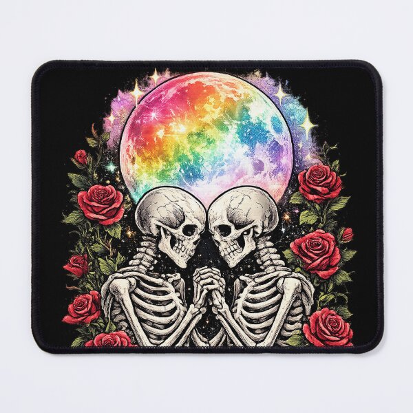 Item preview, Rainbow Skeleton Lovers Kiss | Gothic LGBTQ Pride Rose Skull Art | Queer Eternal Love Aesthetic designed and sold by ArtByTripti.