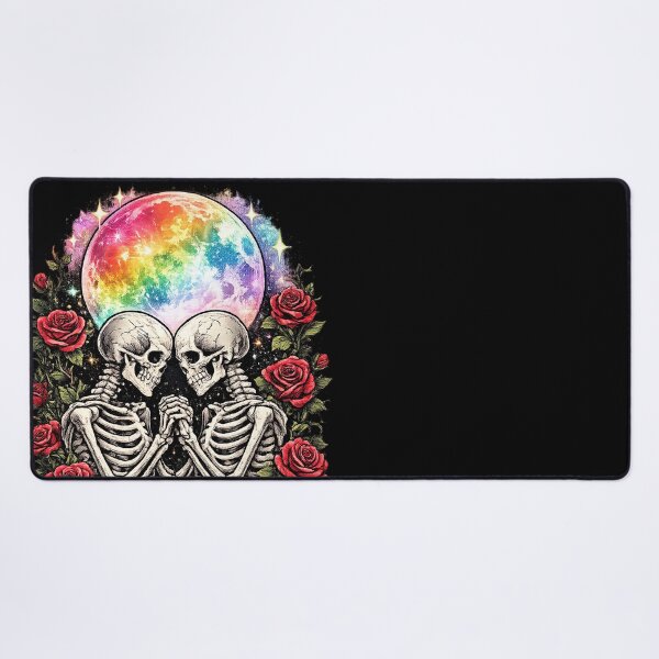 Item preview, Rainbow Skeleton Lovers Kiss | Gothic LGBTQ Pride Rose Skull Art | Queer Eternal Love Aesthetic designed and sold by ArtByTripti.