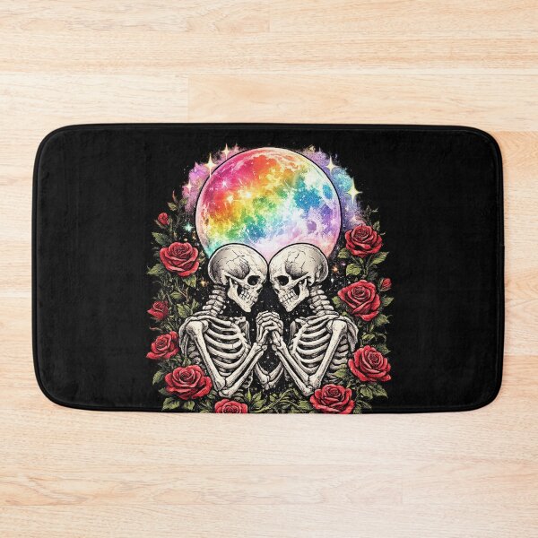 Item preview, Rainbow Skeleton Lovers Kiss | Gothic LGBTQ Pride Rose Skull Art | Queer Eternal Love Aesthetic designed and sold by ArtByTripti.