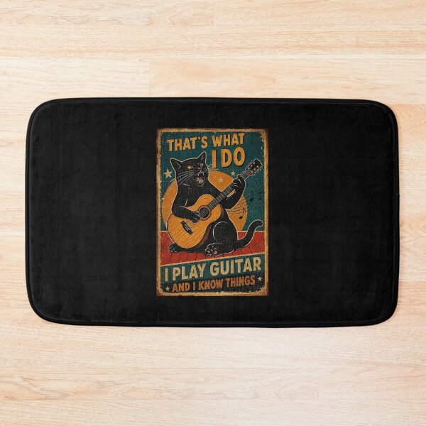 Item preview, Vintage Black Cat Playing Guitar Retro Musician Folk designed and sold by eliramaison.