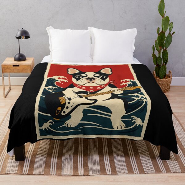 Item preview, French Bulldog Guitar Player Riding Ocean Waves Retro designed and sold by JordynLadukeg65.