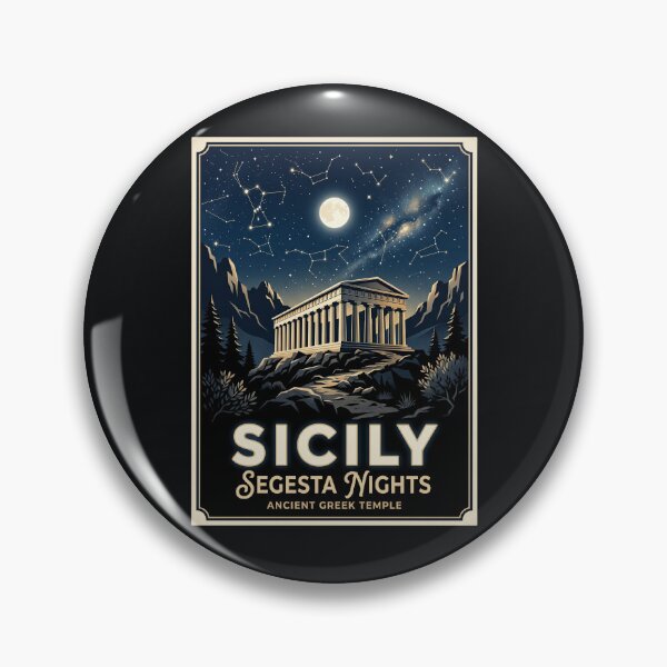 Item preview, Segesta Sicily Vintage Travel Poster Temple By Night designed and sold by RetroRewind Studio.
