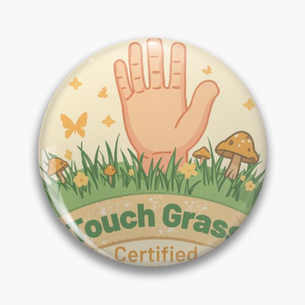 Item preview, Touch Grass Certified - Funny Outdoors Nature Vintage Badge Gift Sticker designed and sold by RedRubyBubble.