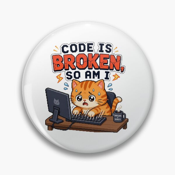 Item preview, Funny Programmer Cat - Code Is Broken So Am I Sticker designed and sold by shuoyangg.