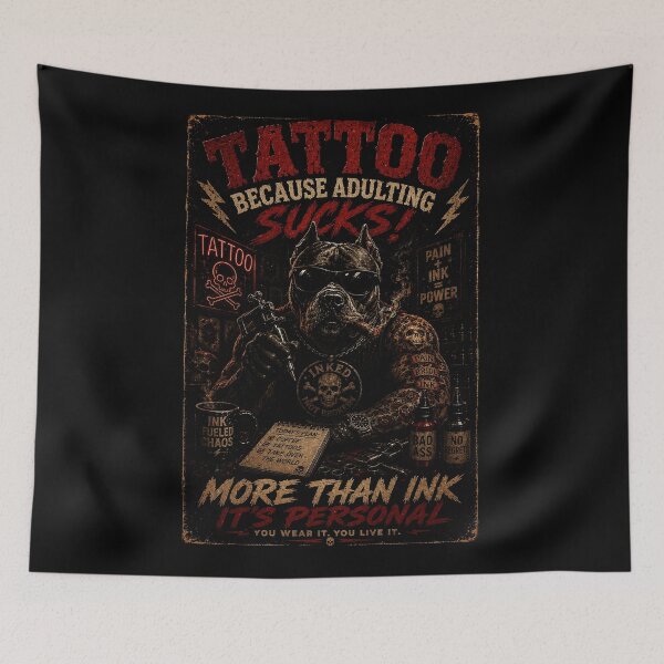Item preview, Tattoo Humor Bulldog Poster with Vintage Ink Culture Attitude designed and sold by Modaozushi216.
