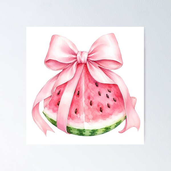 Item preview, Coquette Watermelon Pink Bow Summer Sticker designed and sold by CoquetteBySofia.