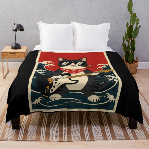 Item preview, Cool Cat Guitarist Standing in Ocean Waves Retro Poster designed and sold by JordynLadukeg65.