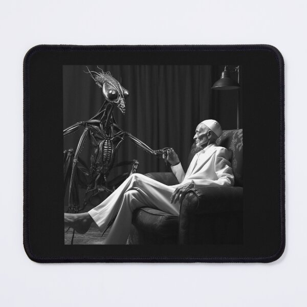 Item preview, Surreal Alien Encounter Black and White Sci Fi Art designed and sold by inkoutninja.