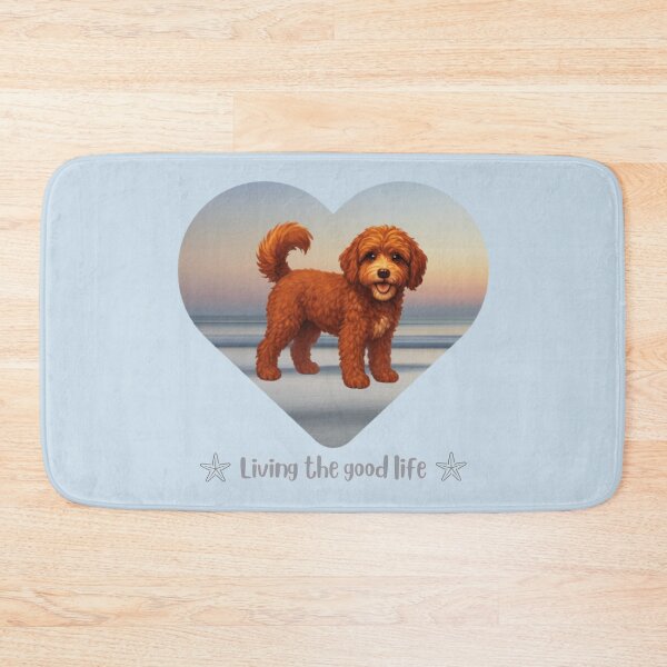 Item preview, River the Doodle at the beach designed and sold by Doodles Down South.