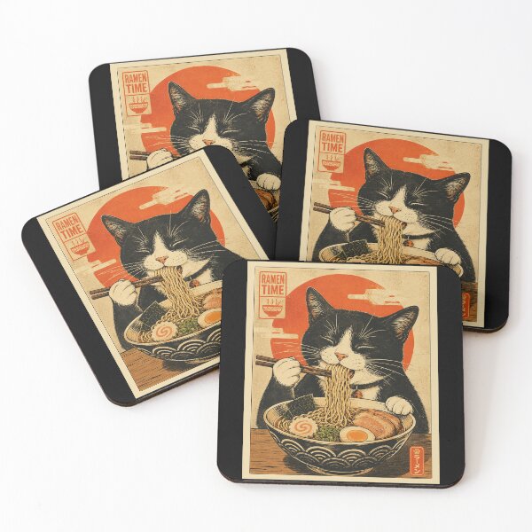 Item preview, Happy Ramen Cat in Vintage Japanese Style designed and sold by eliramaison.