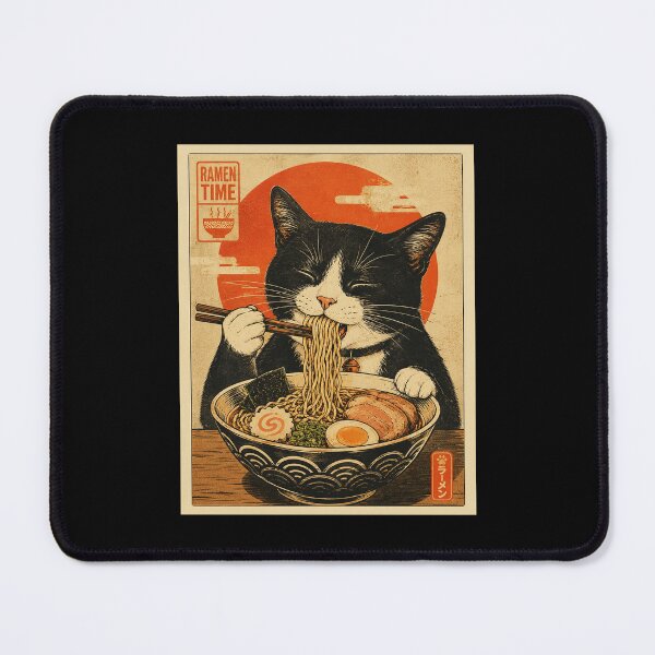 Item preview, Happy Ramen Cat in Vintage Japanese Style designed and sold by eliramaison.