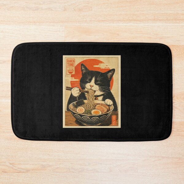 Item preview, Happy Ramen Cat in Vintage Japanese Style designed and sold by eliramaison.