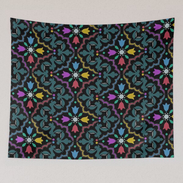 Item preview, Colorful Ottoman Floral Tile Pattern – Turkish Folk Art Ornament designed and sold by bilalulker.