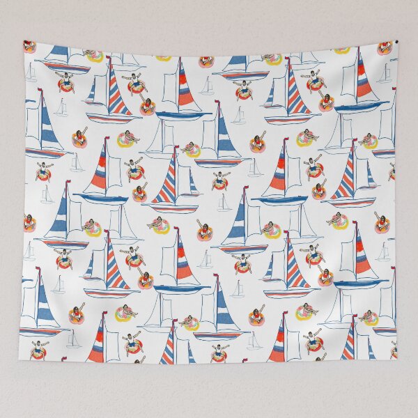 Item preview, Sailboats Vacation white designed and sold by LorlovesDesign.