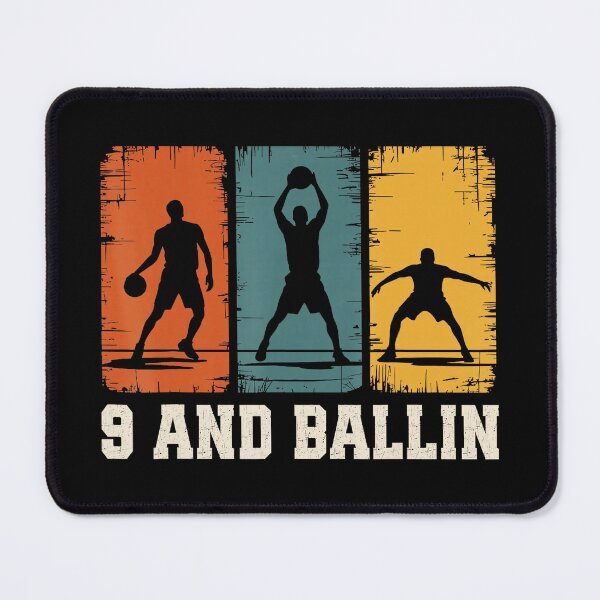 Item preview, 9 And Ballin Basketball Birthday Squad Vintage Sports Silhouette designed and sold by allistermariam.