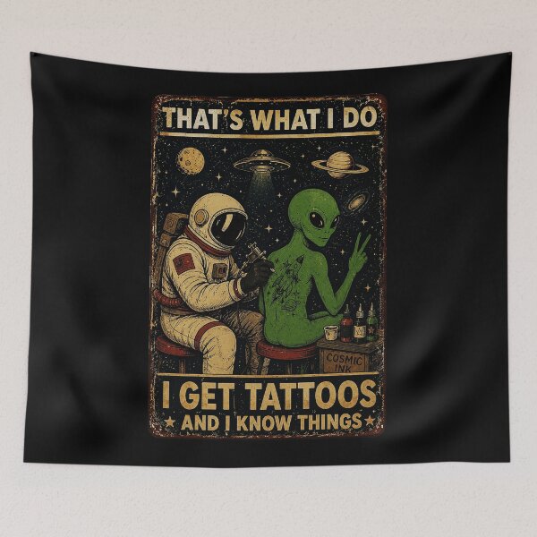 Item preview, Alien Tattoo Artist Space Humor Vintage Sci Fi designed and sold by eliramaison.
