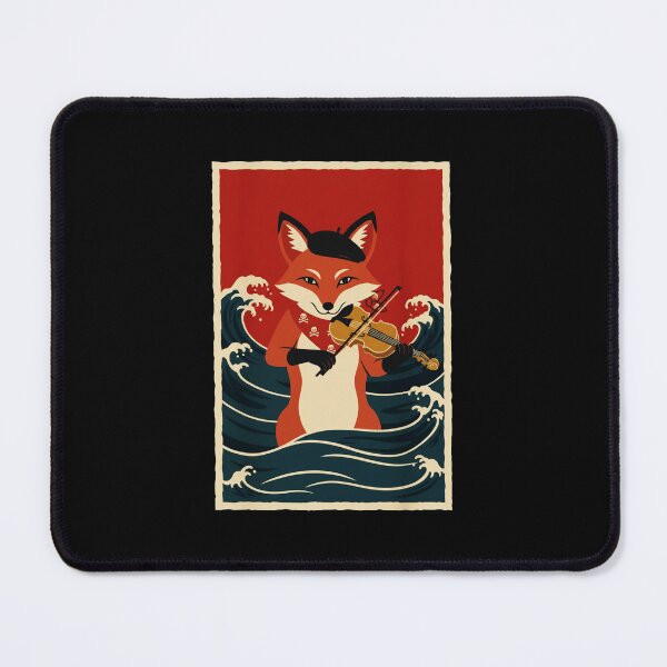 Item preview, Violin Fox Among Ocean Waves Vintage Poster Style designed and sold by JordynLadukeg65.