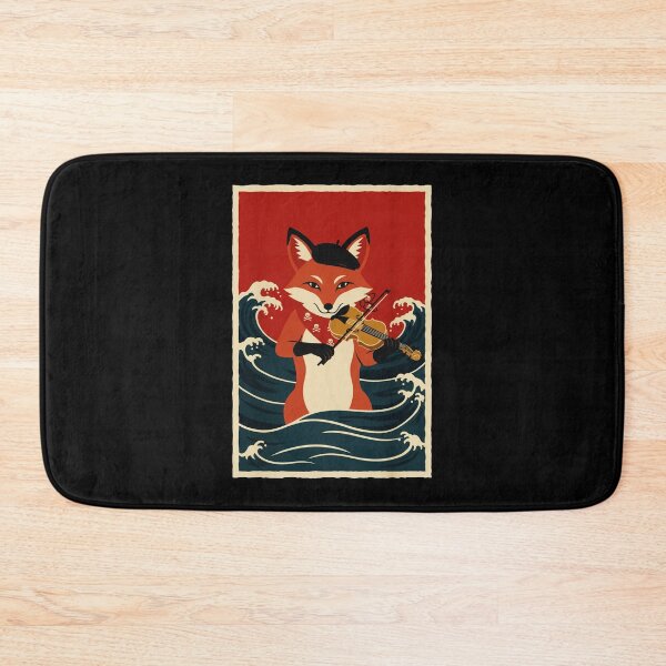 Item preview, Violin Fox Among Ocean Waves Vintage Poster Style designed and sold by JordynLadukeg65.