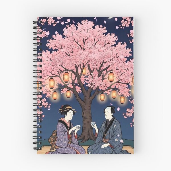 Item preview, Romantic Couple Hanami Night Cherry Blossoms Ukiyo-e designed and sold by TokyoUkiyoHouse.