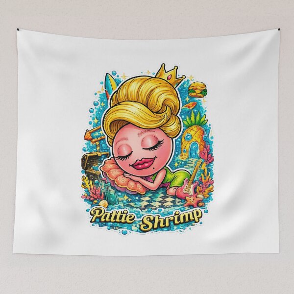 Item preview, Pattie Shrimp: The Princess of the Shrimp Kingdom – Goodnight, deep sea vibes! designed and sold by Surreal Characters & Cute Pups.