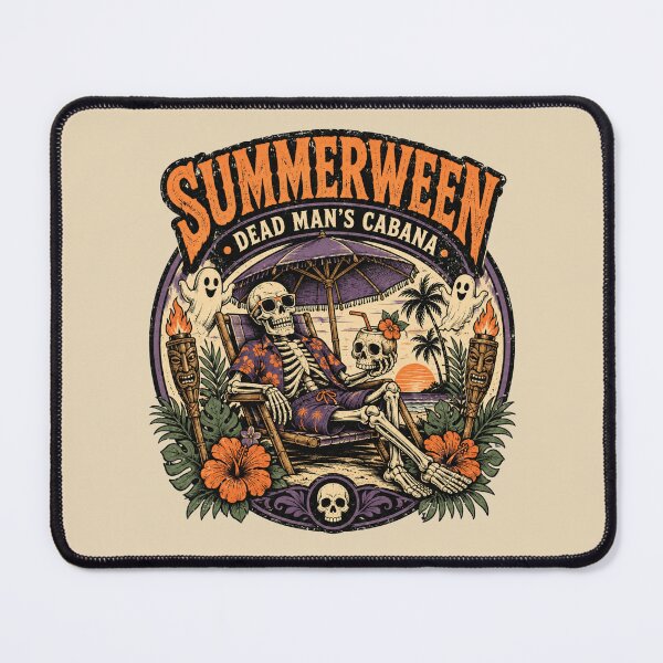 Item preview, Summerween Dead Man’s Cabana Retro Tropical Halloween Skeleton Tee designed and sold by POD DYNASTY.