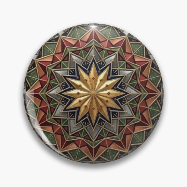 Item preview, Sacred Geometry Star Mandala Gold and Emerald Ornament designed and sold by Northern Glow Art.