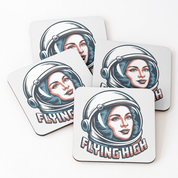 Item preview, Flying High Astronaut  – Retro Space Explorer Linocut Design designed and sold by just-quotes.