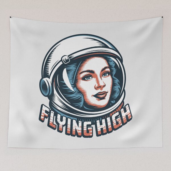 Item preview, Flying High Astronaut  – Retro Space Explorer Linocut Design designed and sold by just-quotes.