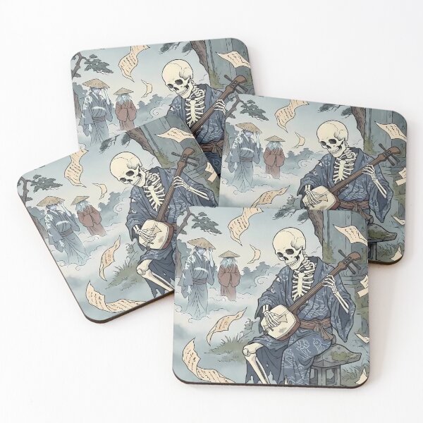 Item preview, Sorrowful Skeleton Playing Shamisen in Graveyard Ukiyo-e designed and sold by TokyoUkiyoHouse.