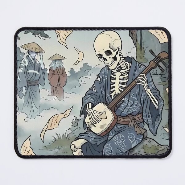 Item preview, Sorrowful Skeleton Playing Shamisen in Graveyard Ukiyo-e designed and sold by TokyoUkiyoHouse.