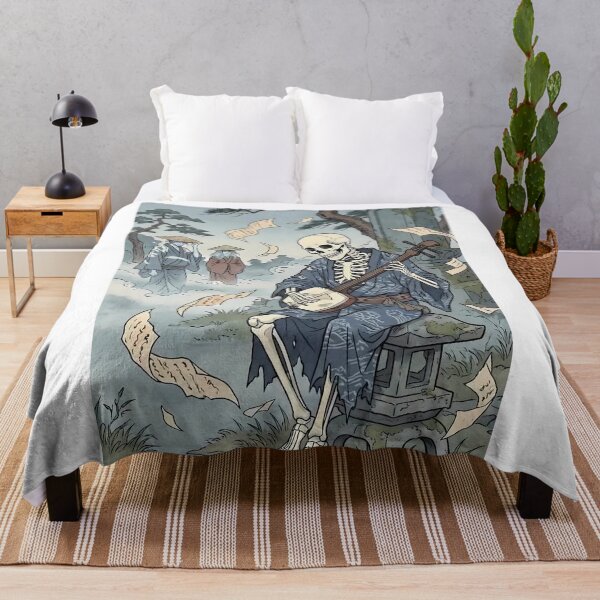Item preview, Sorrowful Skeleton Playing Shamisen in Graveyard Ukiyo-e designed and sold by TokyoUkiyoHouse.