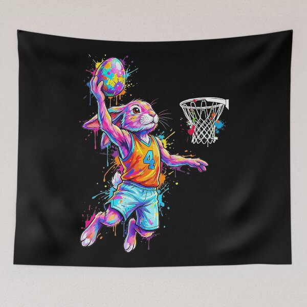 Item preview, Colorful Basketball Bunny Slam Dunk Cartoon Rabbit designed and sold by allistermariam.