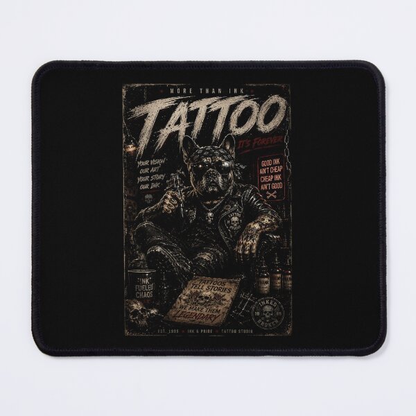 Item preview, Rebel Bulldog Tattoo Studio Poster With Vintage Ink Culture designed and sold by Modaozushi216.