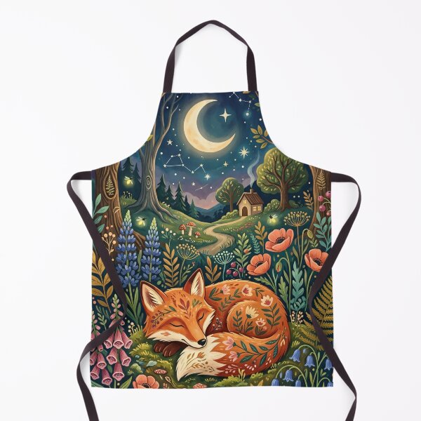 Item preview, Whimsical Sleeping Fox in Enchanted Night Forest designed and sold by MoonwoodStudio.