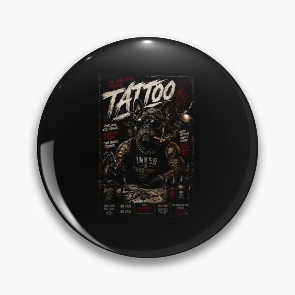 Item preview, Tattooed Bulldog With Dark Ink Studio Vintage Poster Style designed and sold by Modaozushi216.