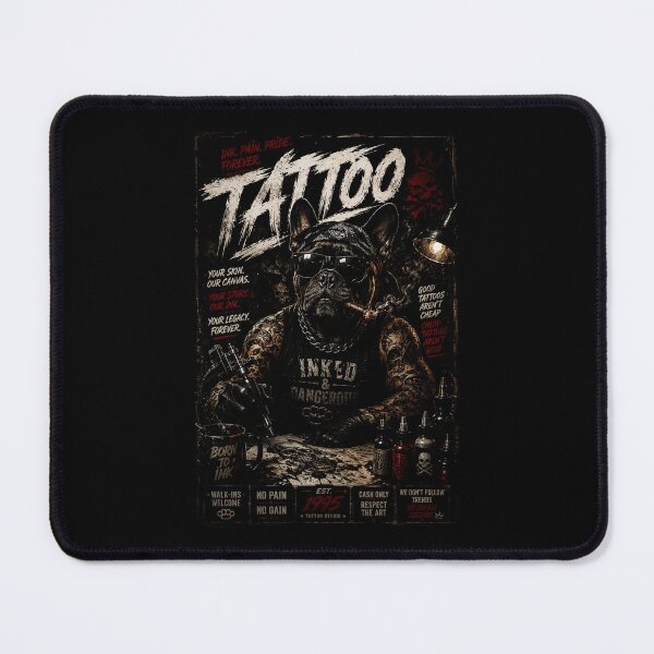 Item preview, Tattooed Bulldog With Dark Ink Studio Vintage Poster Style designed and sold by Modaozushi216.