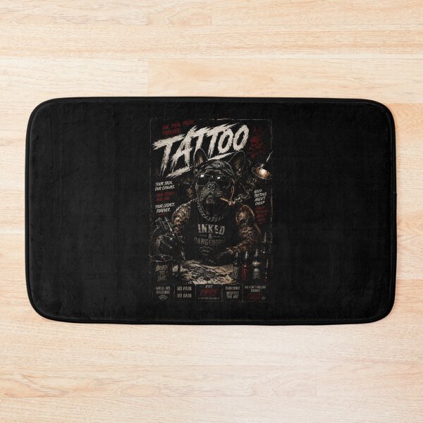 Item preview, Tattooed Bulldog With Dark Ink Studio Vintage Poster Style designed and sold by Modaozushi216.