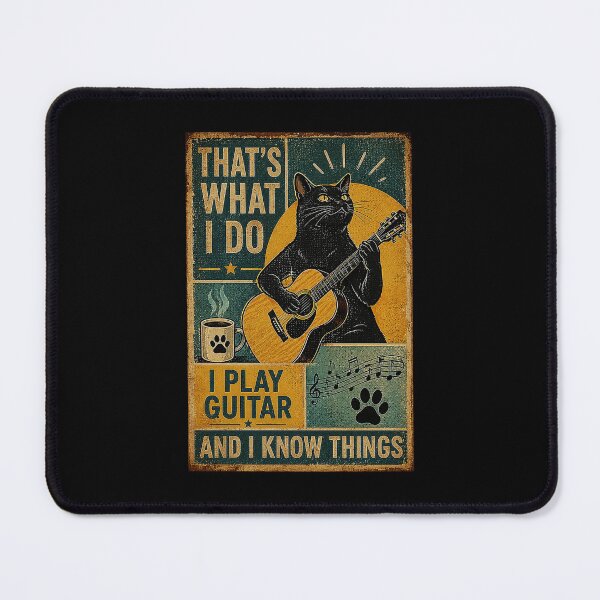 Item preview, Black Cat Guitar Player Vintage Musician Humor Retro Poster designed and sold by eliramaison.