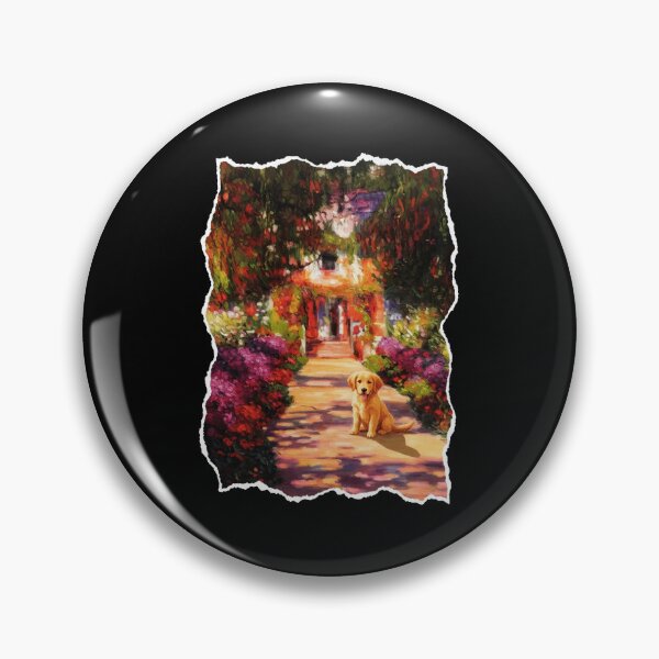 Item preview, Golden Puppy in Blooming Garden Painterly Cottage designed and sold by JordynLadukeg65.