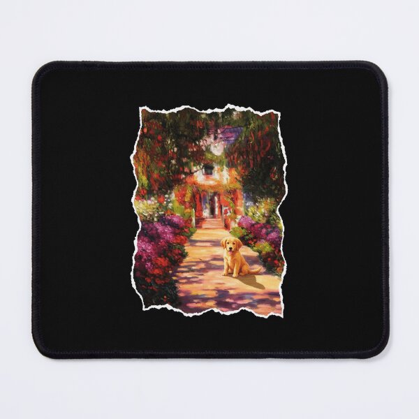 Item preview, Golden Puppy in Blooming Garden Painterly Cottage designed and sold by JordynLadukeg65.