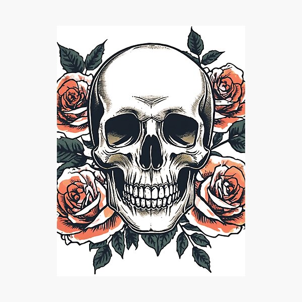 Item preview, Vintage Skull and Roses designed and sold by redblink store.