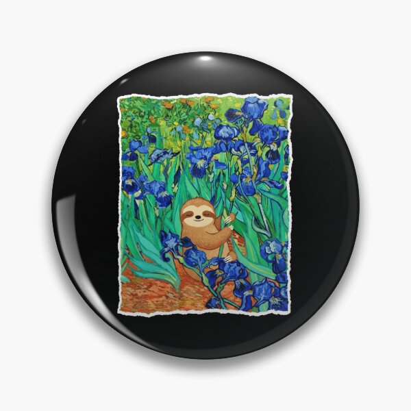 Item preview, Smiling Sloth Resting Among Blue Iris Flowers Garden designed and sold by JordynLadukeg65.