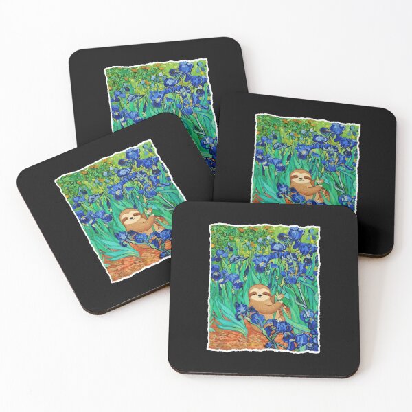 Item preview, Smiling Sloth Resting Among Blue Iris Flowers Garden designed and sold by JordynLadukeg65.